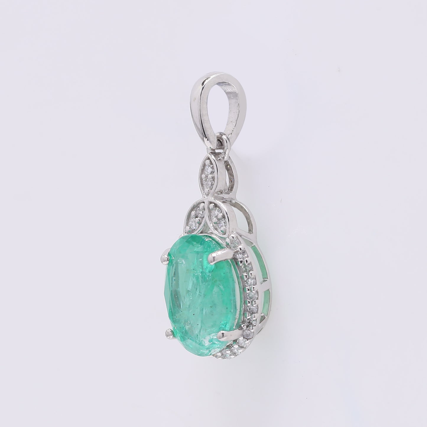 1.94 Ct Oval Mixed Cut Natural Emerald 950 Platinum Pendant