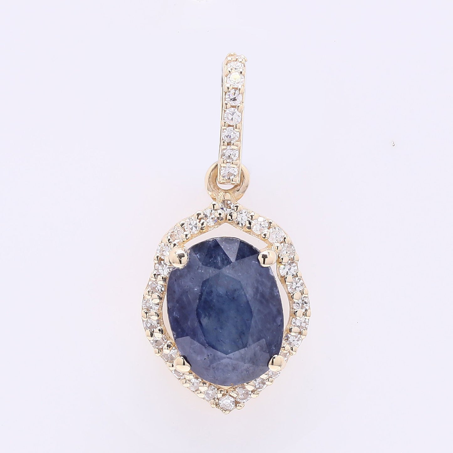 1.73 Ct Oval Mixed Cut Natural Sapphire 14K Gold Pendant