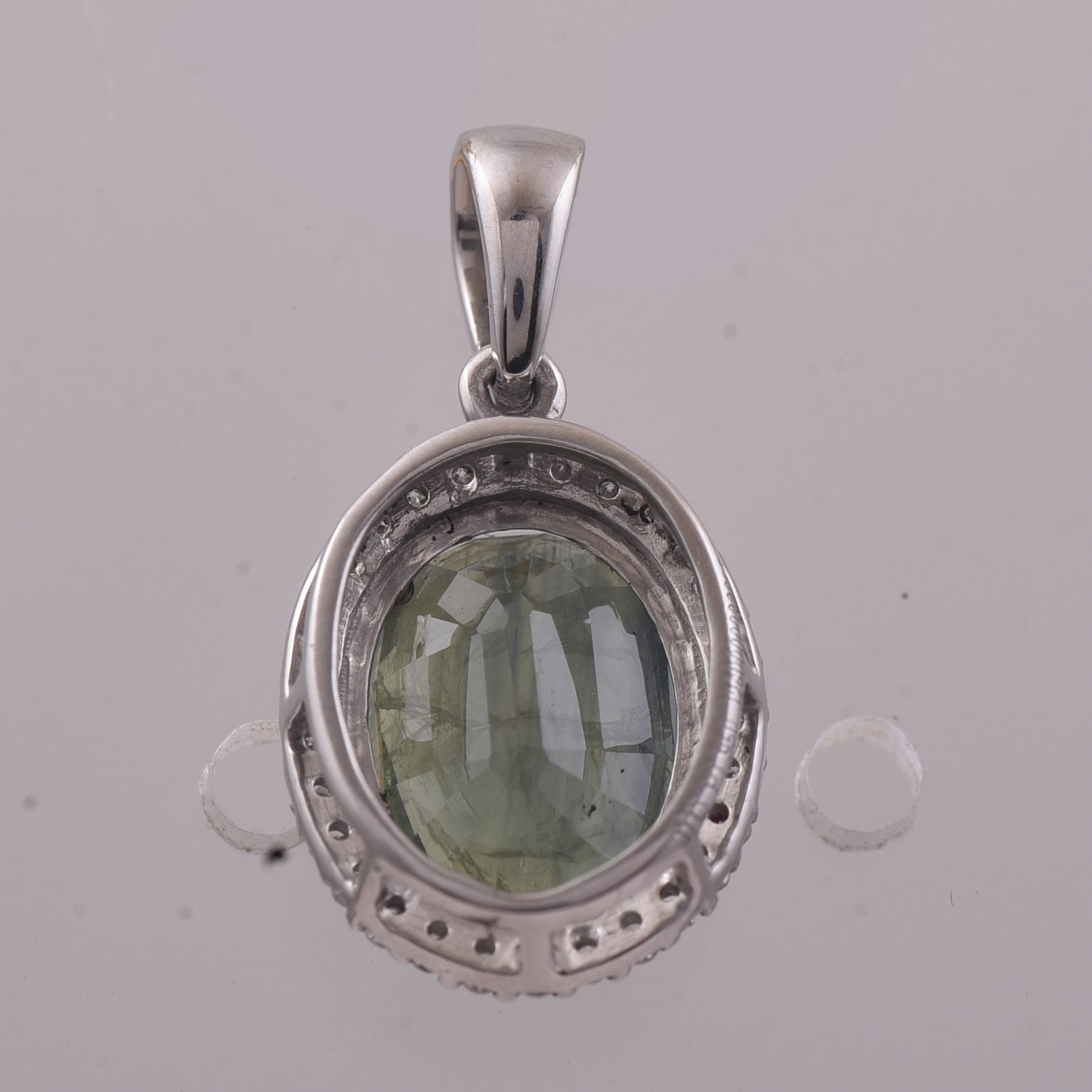 2.71 Ct Oval Mixed Cut Natural Green Sapphire 950 Platinum Pendant
