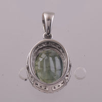 2.71 Ct Oval Mixed Cut Natural Green Sapphire 950 Platinum Pendant