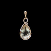 4.10 Ct Pear Mixed Cut Natural Sunstone 14K Gold Pendant