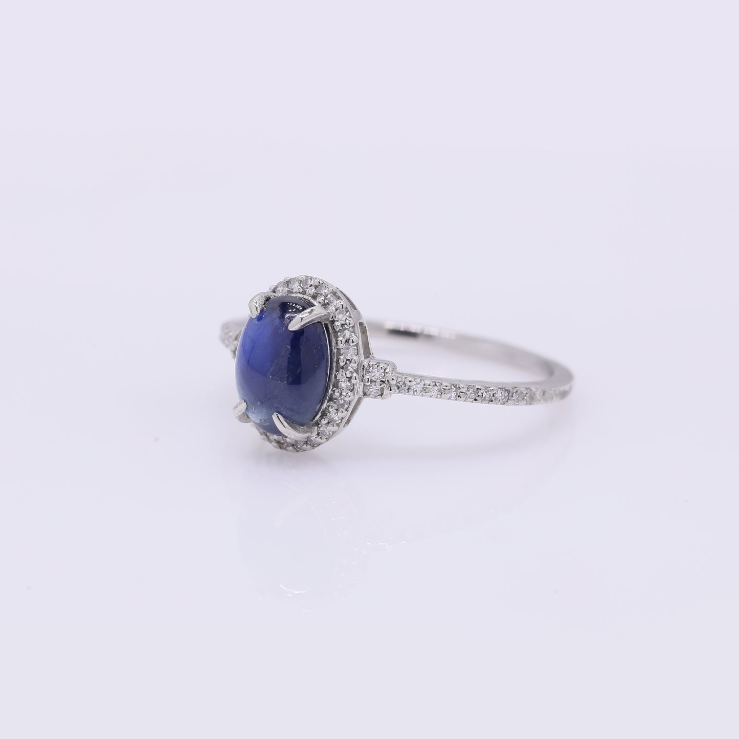 2.00 Ct Oval Cabochon Cut Natural Sapphire 950 Platinum Ring
