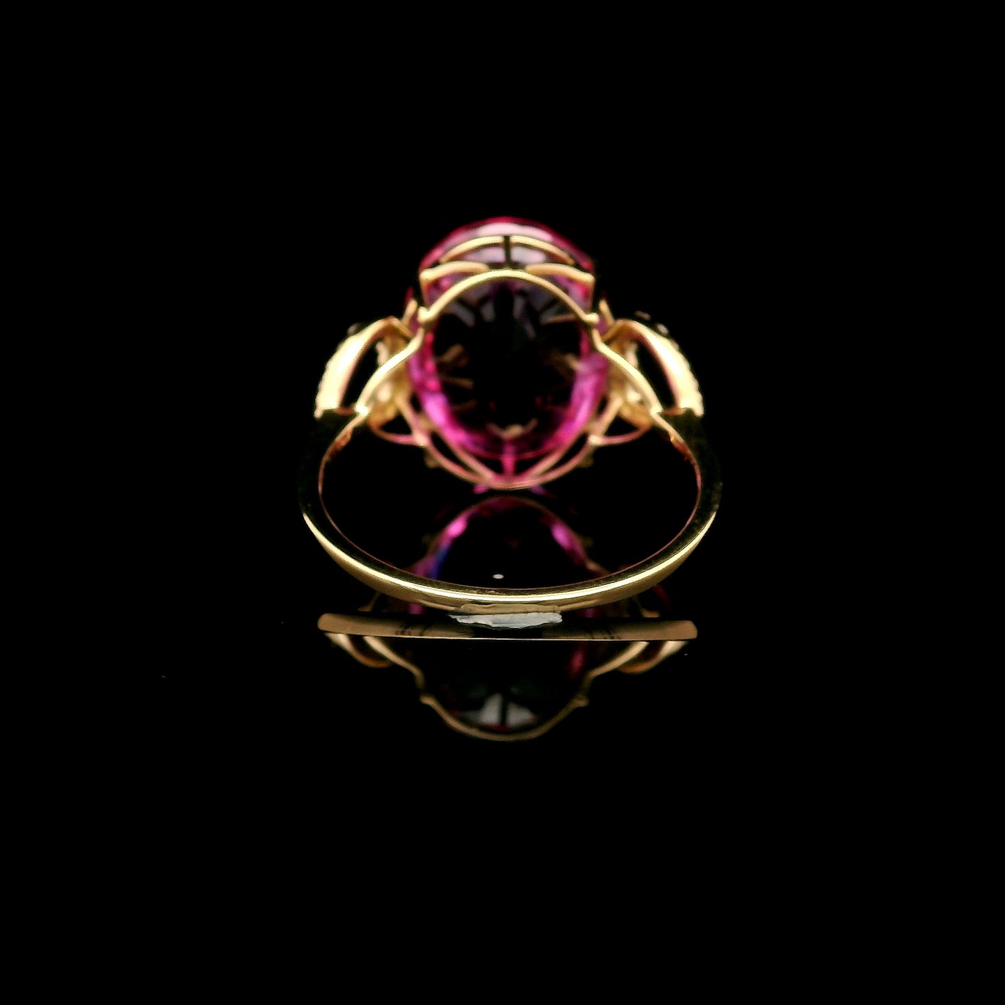 9.02 Ct Oval Mixed Cut Lab Grown Pink Sapphire 14K Gold Ring