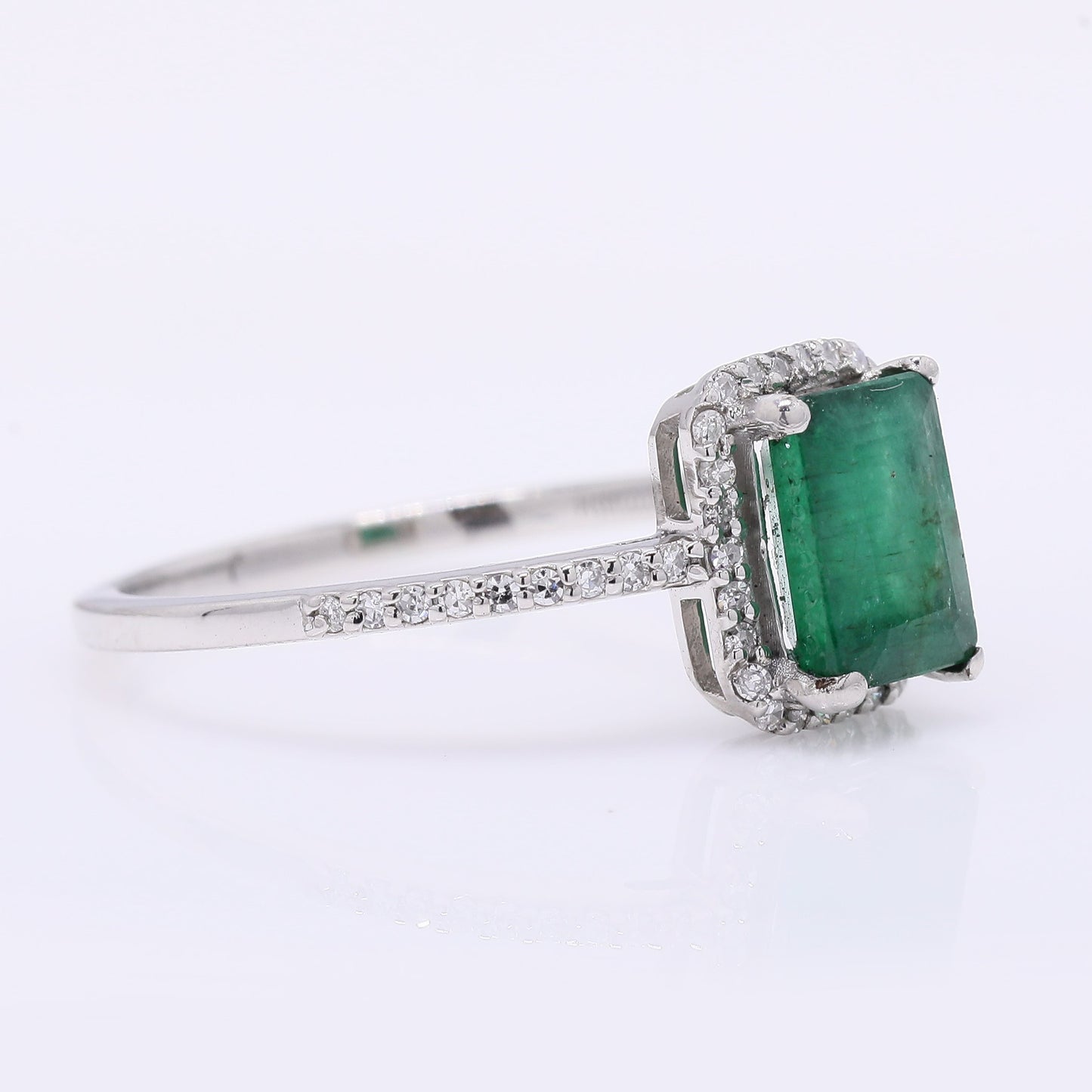 1.23 Ct Octagon Step Cut Natural Emerald 950 Platinum Ring