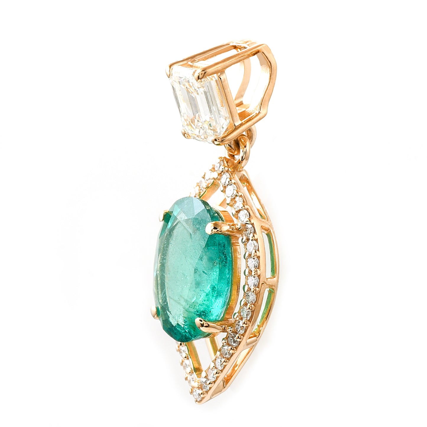 2.16 Ct Oval Emerald 14K Gold Pendant