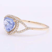 1.92 Ct Pear Mixed Cut Natural Sapphire 14K Gold Ring