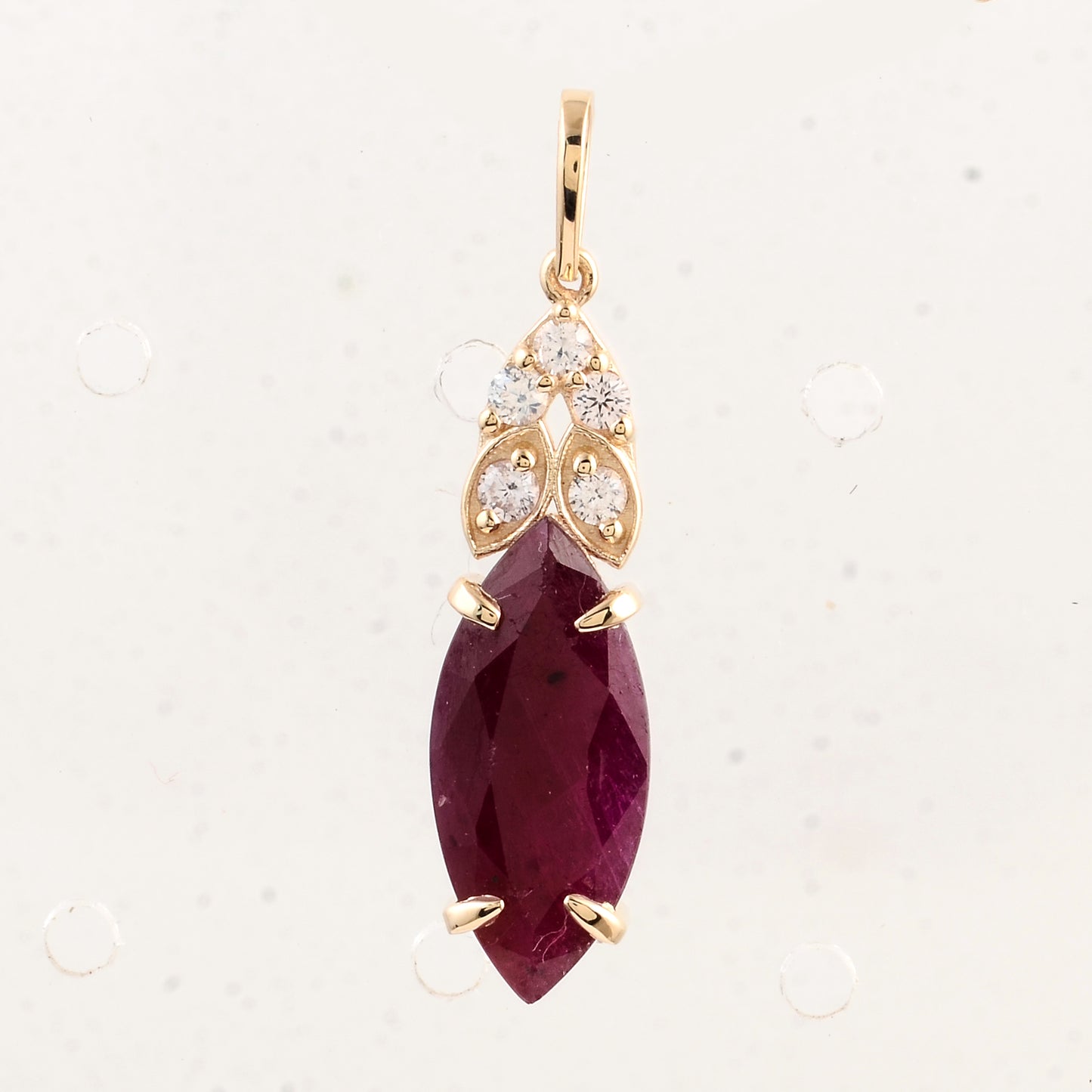 3.63 Ct Marquise Ruby 14K Gold Pendant