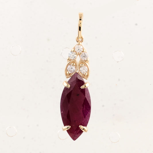 3.63 Ct Marquise Ruby 14K Gold Pendant