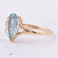 1.08 Ct Pear Natural Aquamarine 14K Gold Ring