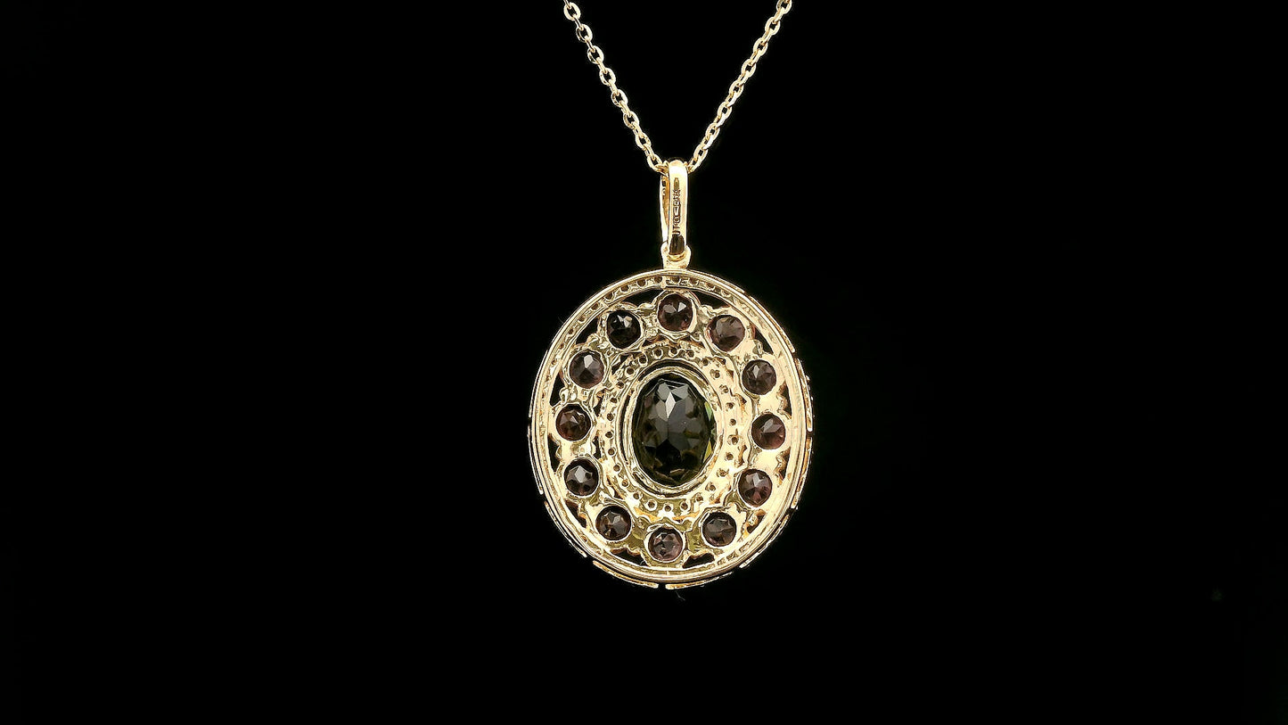 2.95 Ct Oval Tourmaline 14K Gold Pendant