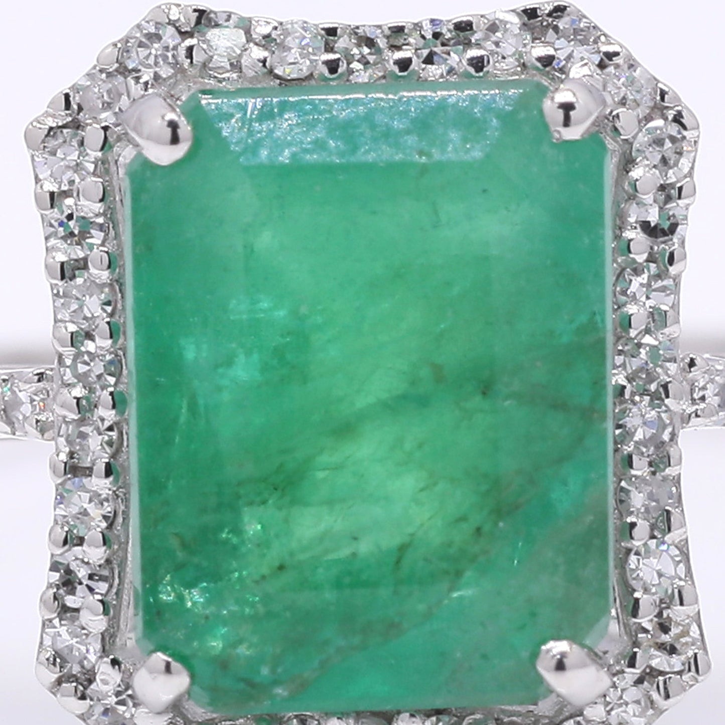 2.64 Ct Octagon Step Cut Natural Emerald 950 Platinum Ring