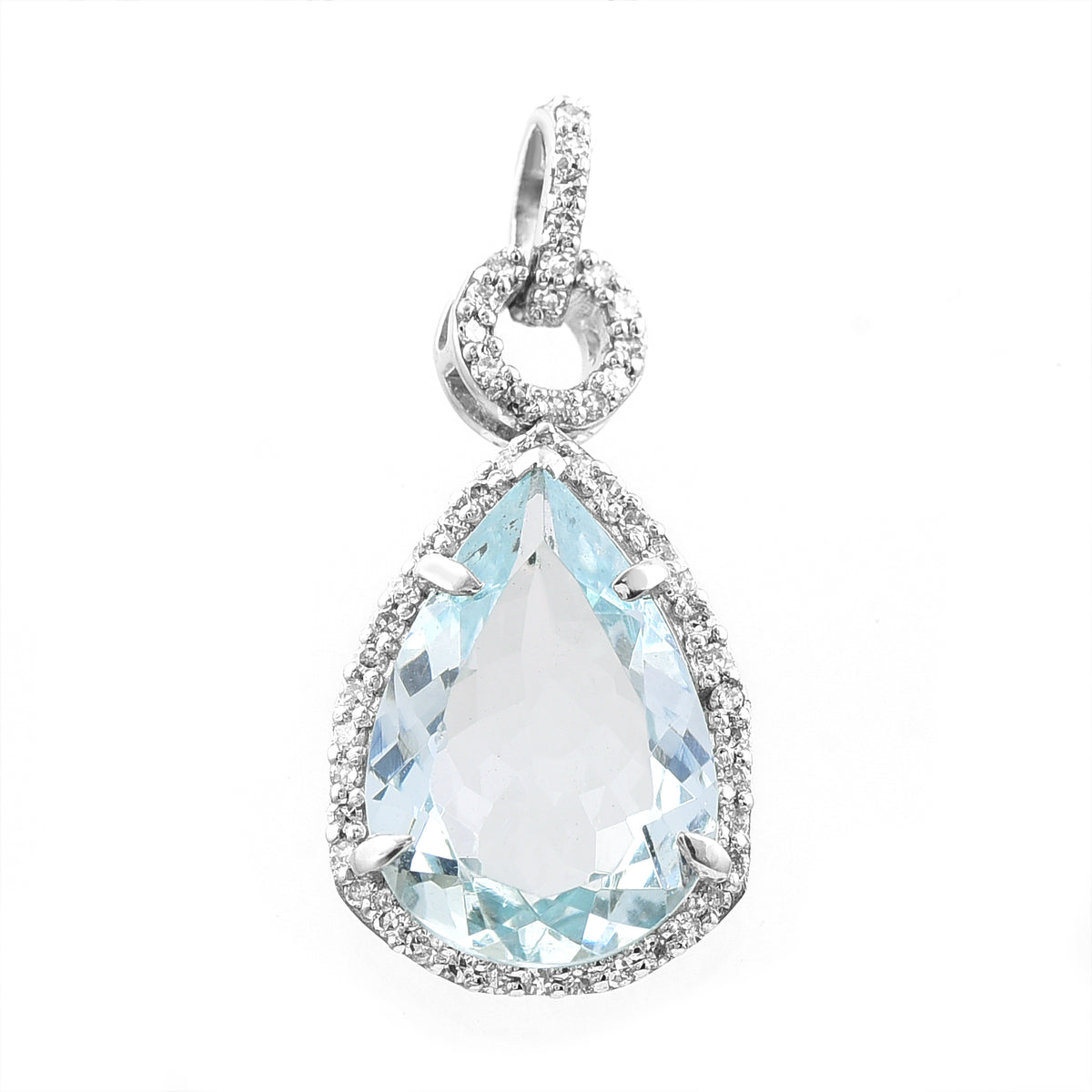 2.92 Ct Pear Mixed Cut Natural Aquamarine 950 Platinum Pendant