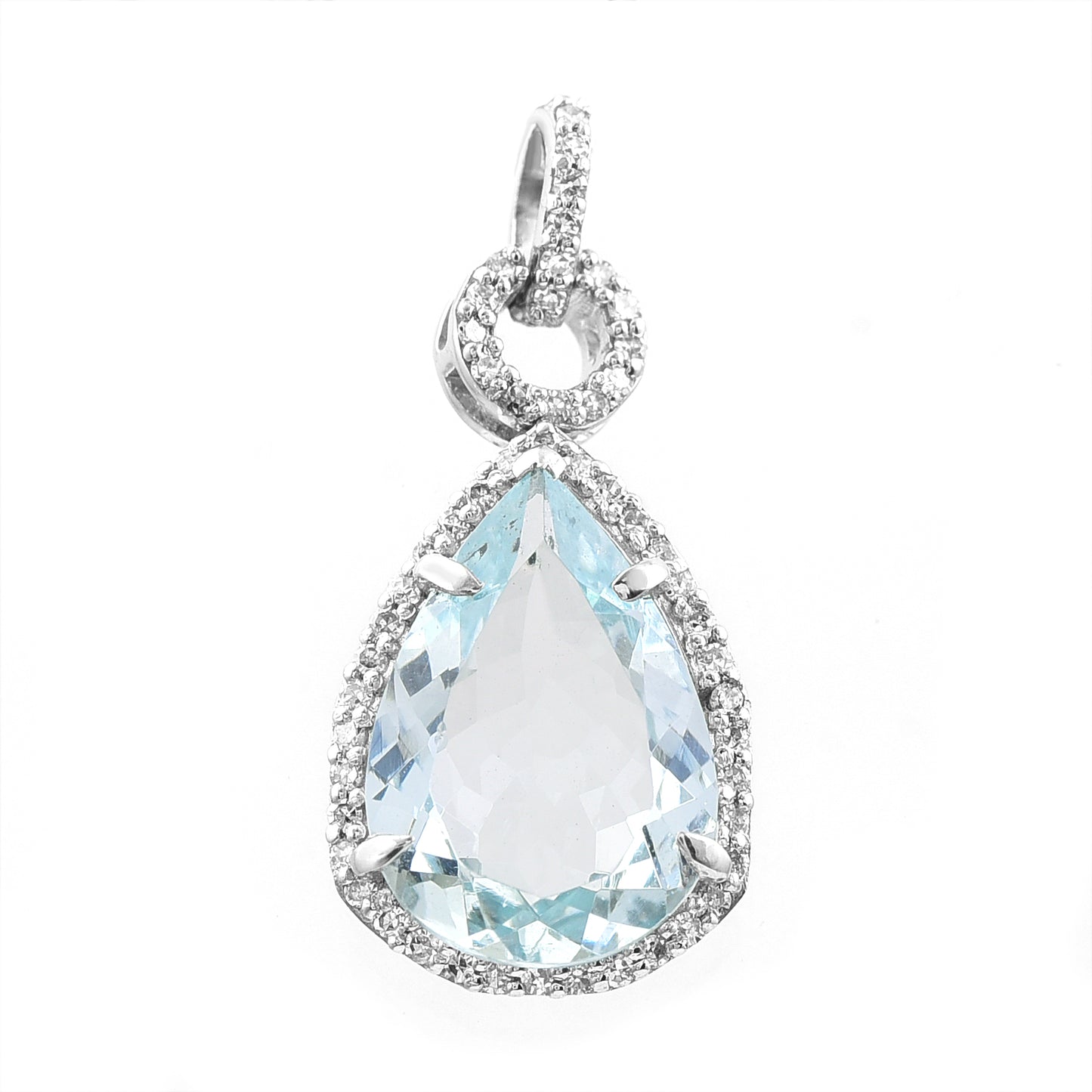 2.92 Ct Pear Mixed Cut Natural Aquamarine 950 Platinum Pendant