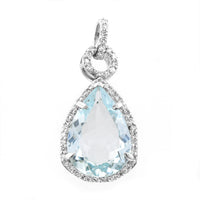 2.92 Ct Pear Mixed Cut Natural Aquamarine 950 Platinum Pendant