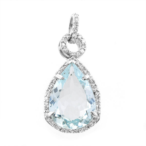 2.92 Ct Pear Mixed Cut Natural Aquamarine 950 Platinum Pendant