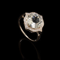 3.52 Ct Round Mixed Cut Natural Plagioclase Feldspar Sunstone 14K Gold Ring