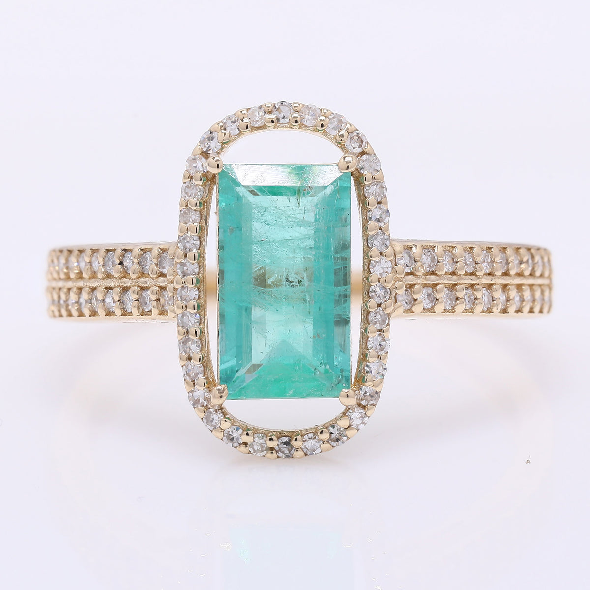 1.38 Ct Octagon Step Cut Natural Emerald 14K Gold Ring