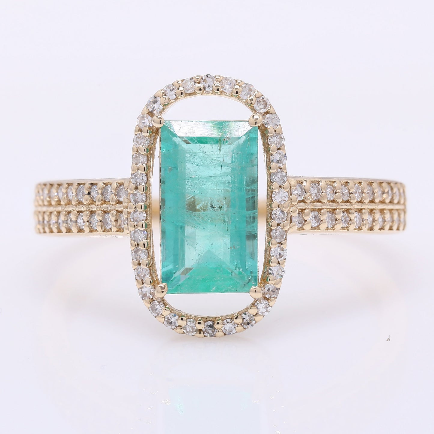 1.38 Ct Octagon Step Cut Natural Emerald 14K Gold Ring