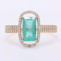 1.38 Ct Octagon Step Cut Natural Emerald 14K Gold Ring