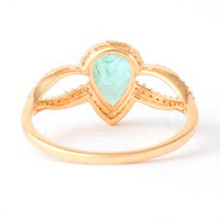 0.79 Ct Pear Mixed Cut Natural Emerald 14K Gold Ring