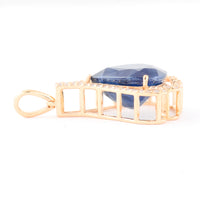 4.71 Ct Pear Natural Sapphire 14K Gold Pendant