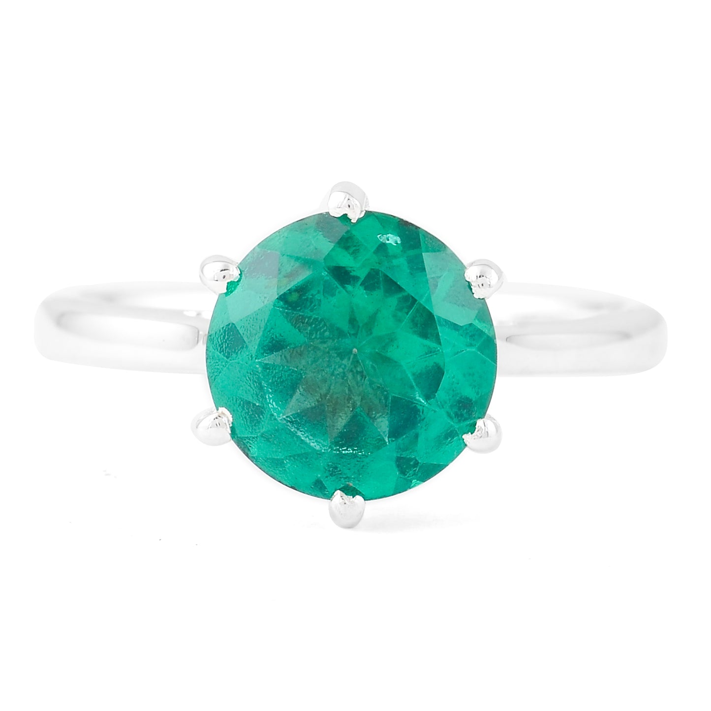2.95 Ct Round Green Topaz 925 Sterling Silver Ring