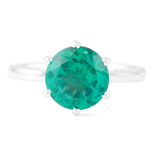 2.95 Ct Round Green Topaz 925 Sterling Silver Ring
