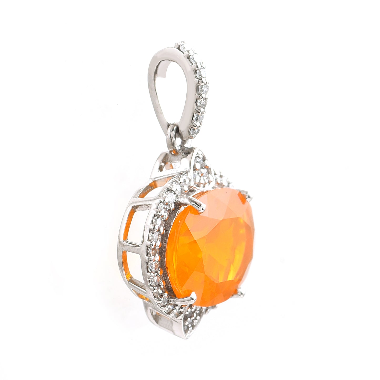 1.83 Ct Oval Fire Opal 950 Platinum Pendant