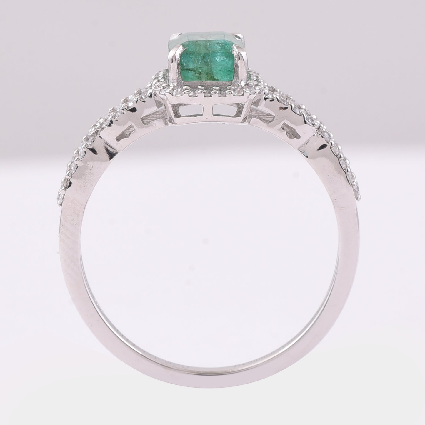1.30 Ct Octagon Step Cut Natural Emerald 950 Platinum Ring