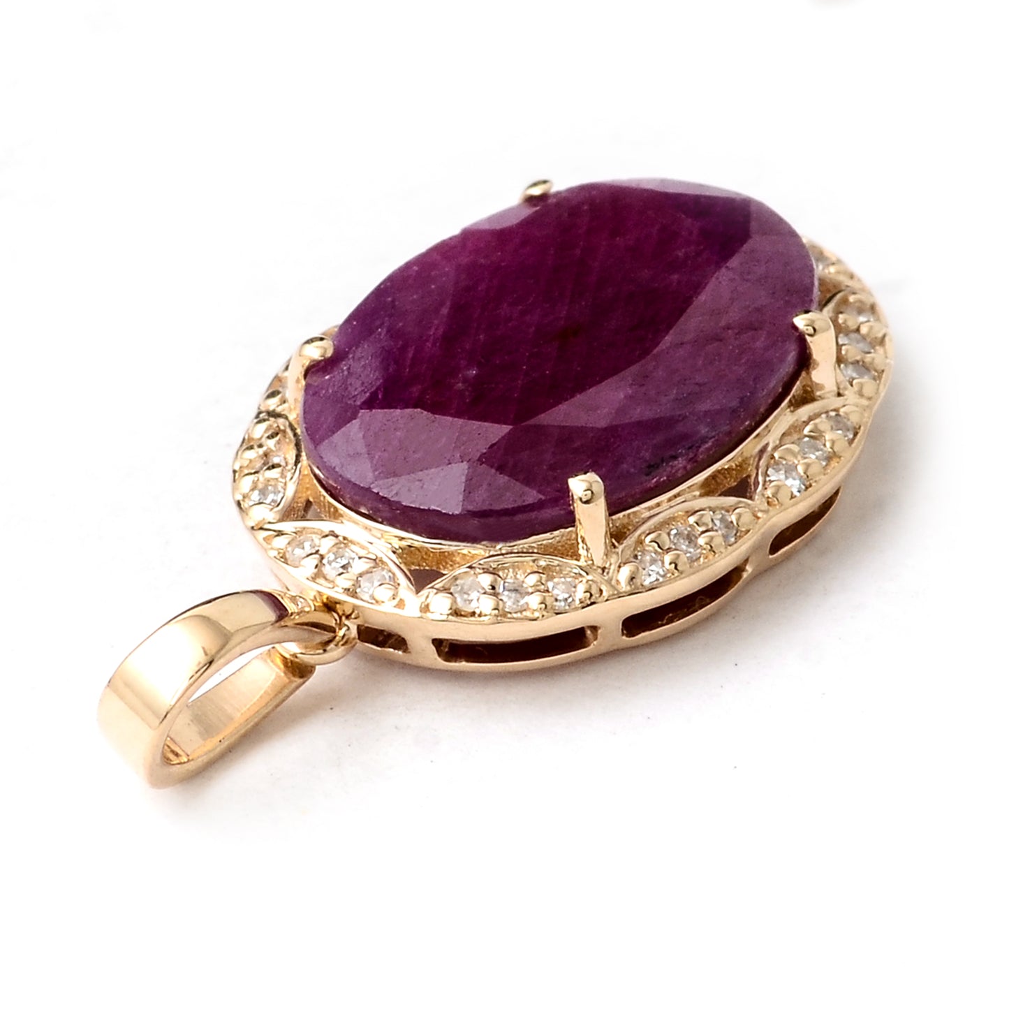3.89 Ct Oval Mixed Cut Natural Corundum Ruby 14K Gold Pendant