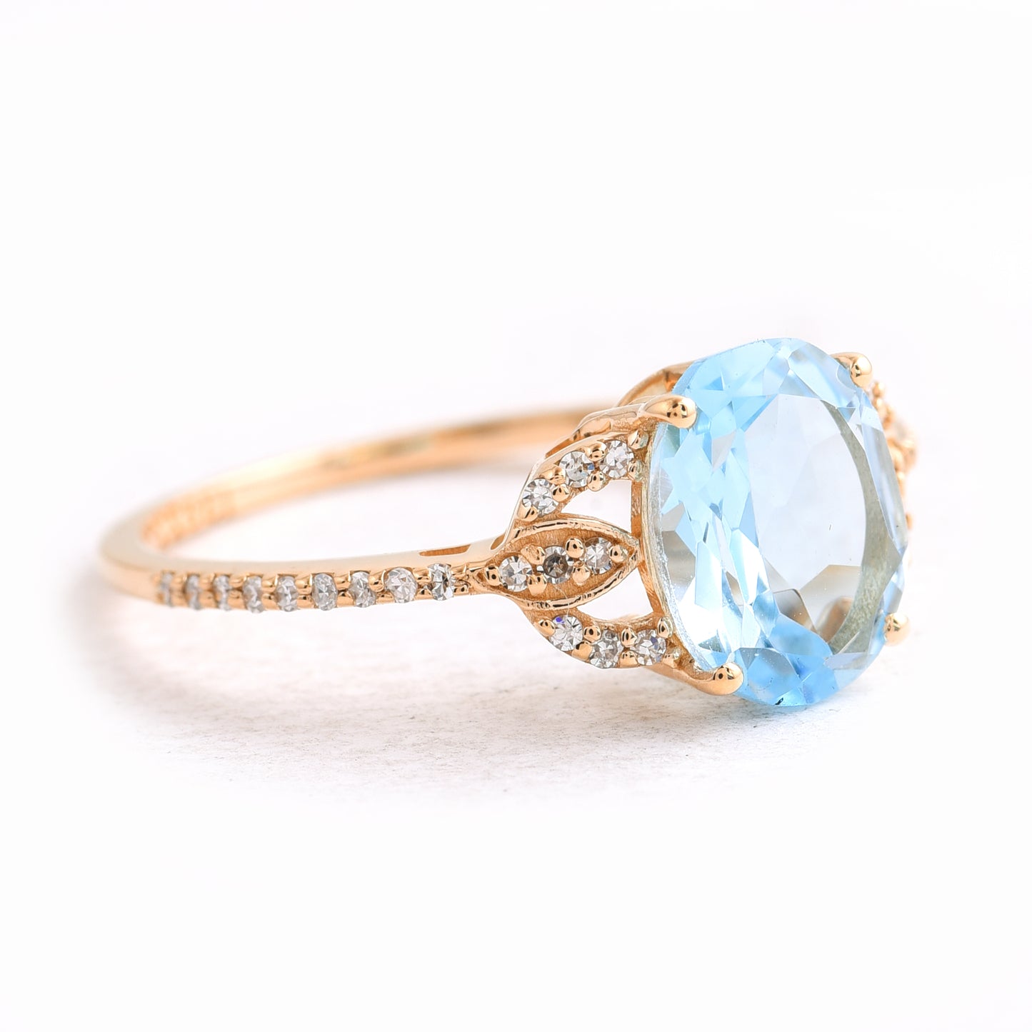 2.19 Ct Oval Mixed Cut Natural Topaz 14K Gold Ring