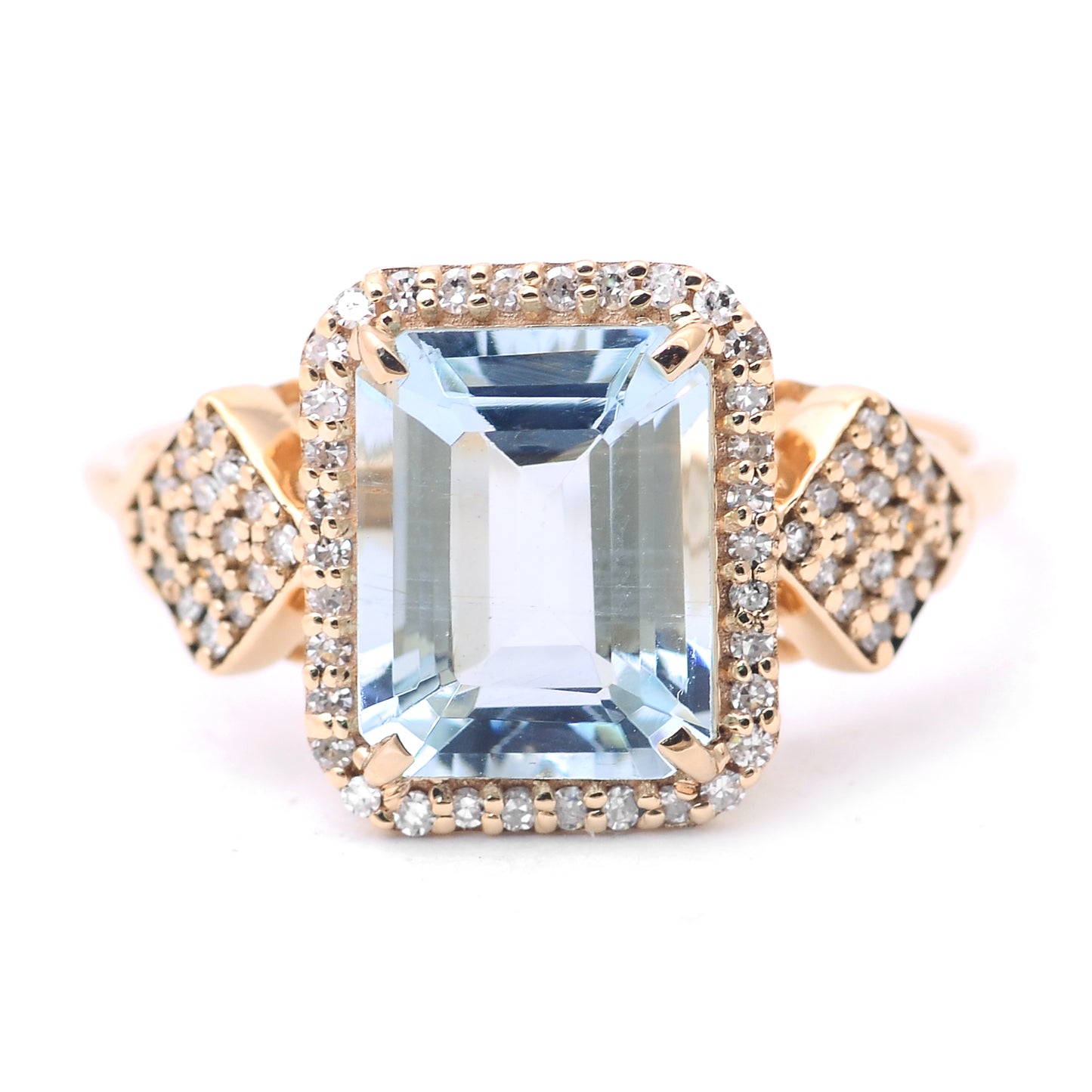 2.22 Ct Octagon Step Cut Natural Aquamarine 14K Gold Ring