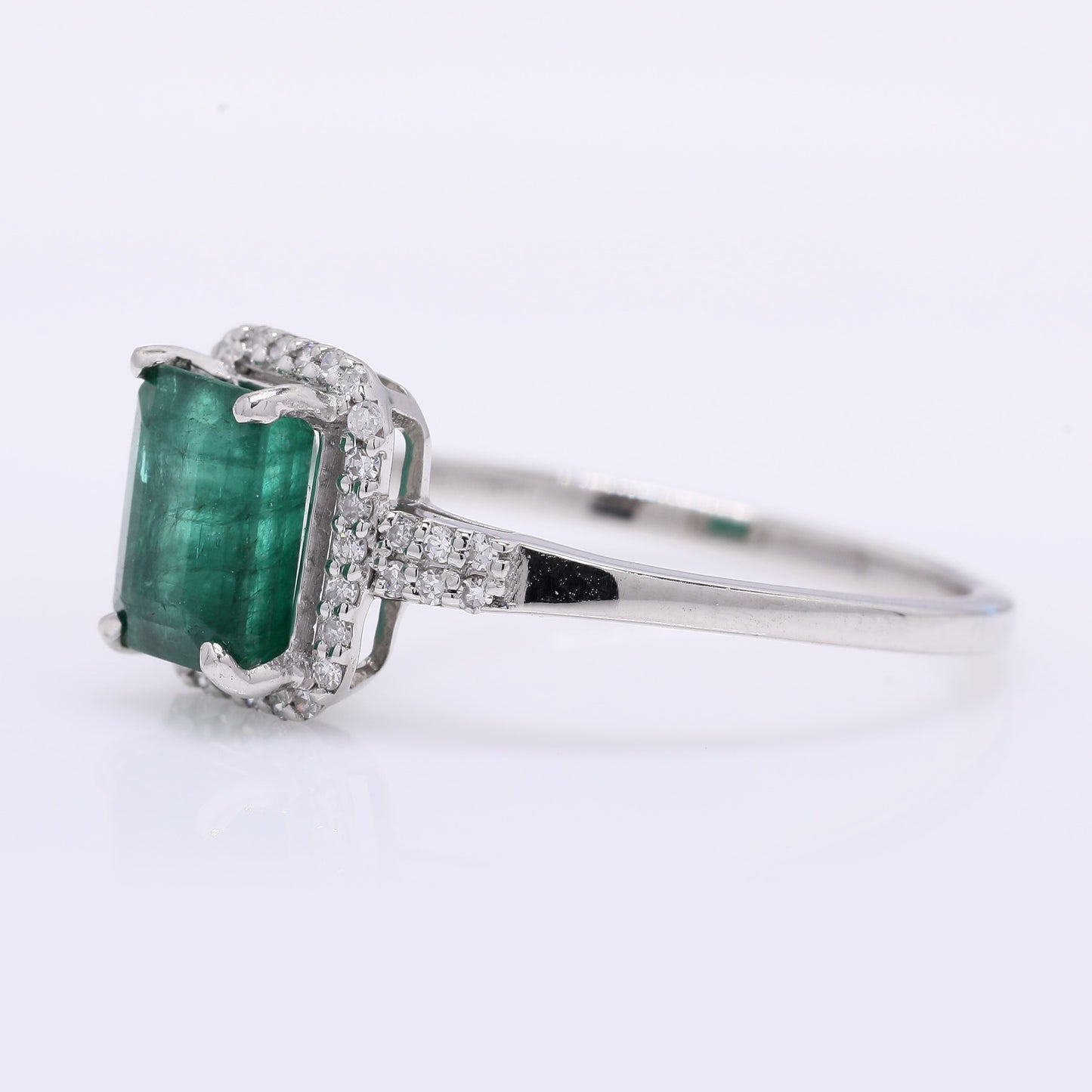 1.28 Ct Octagon Step Cut Natural Emerald 950 Platinum Ring