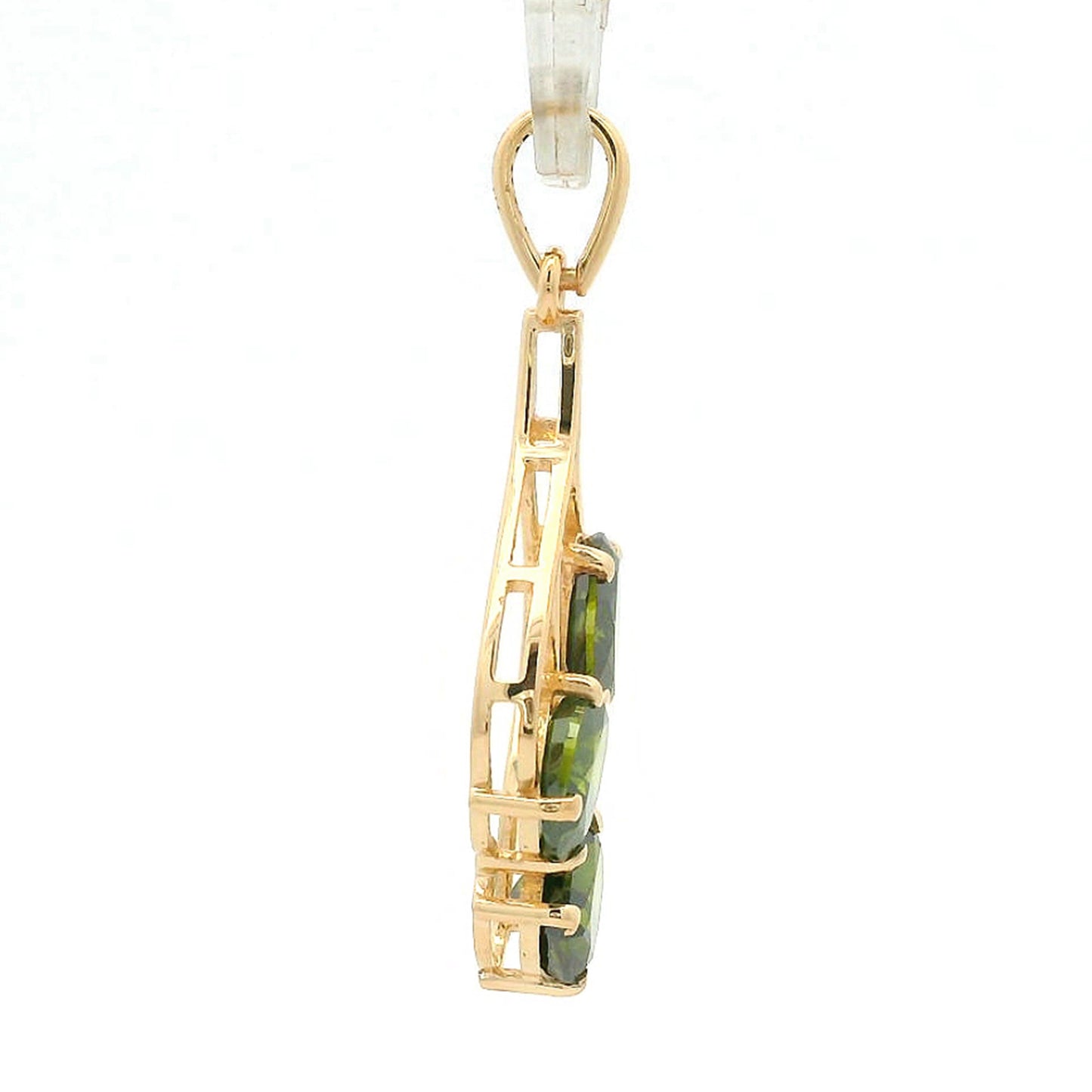 1.52 Ct Oval Green Diamond 14K Gold Pendant
