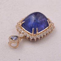 14.50 Ct Cushion Tanzanite 9K Gold Pendant