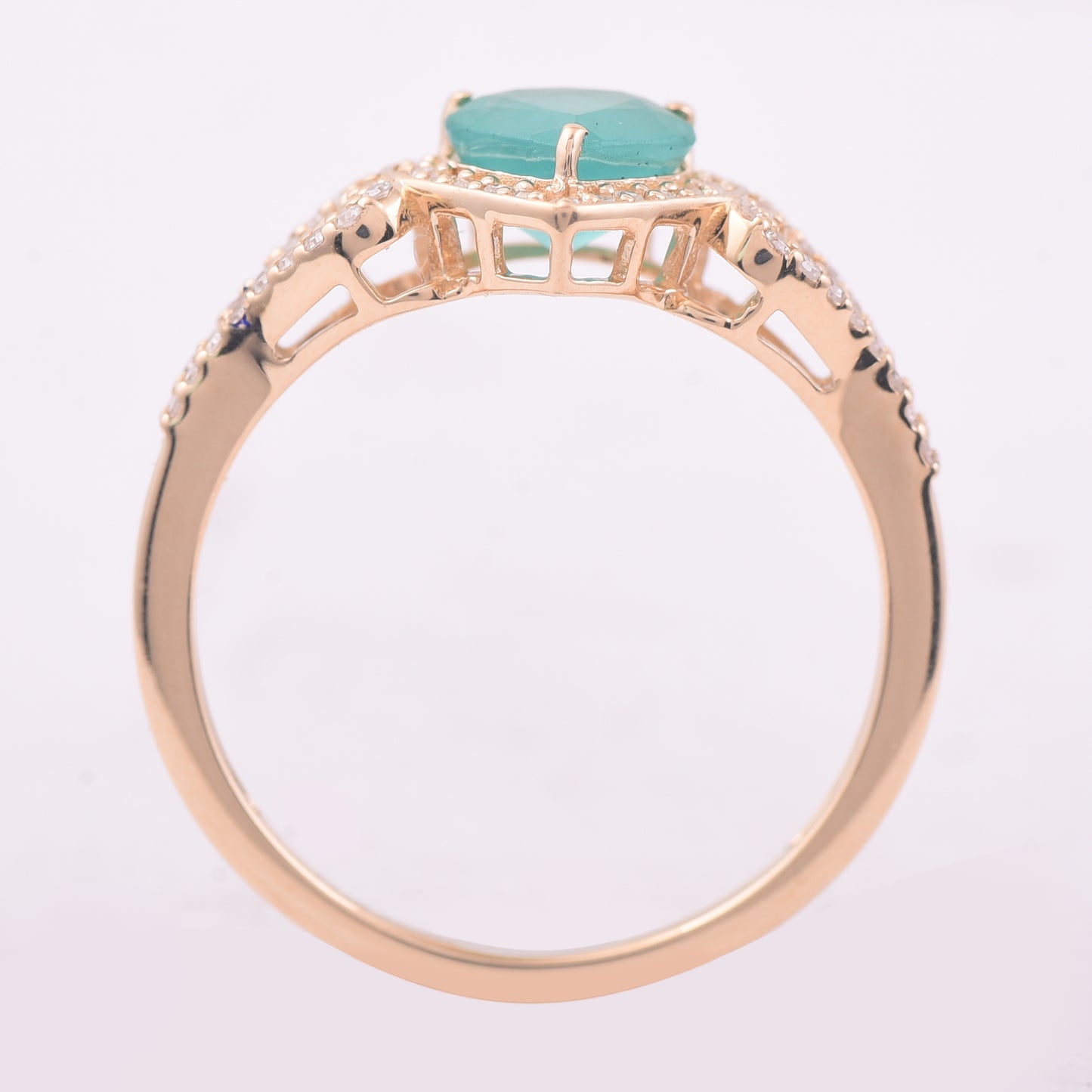 1.00 Ct Pear Mixed Cut Natural Emerald 14K Gold Ring