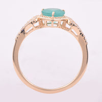 1.00 Ct Pear Mixed Cut Natural Emerald 14K Gold Ring
