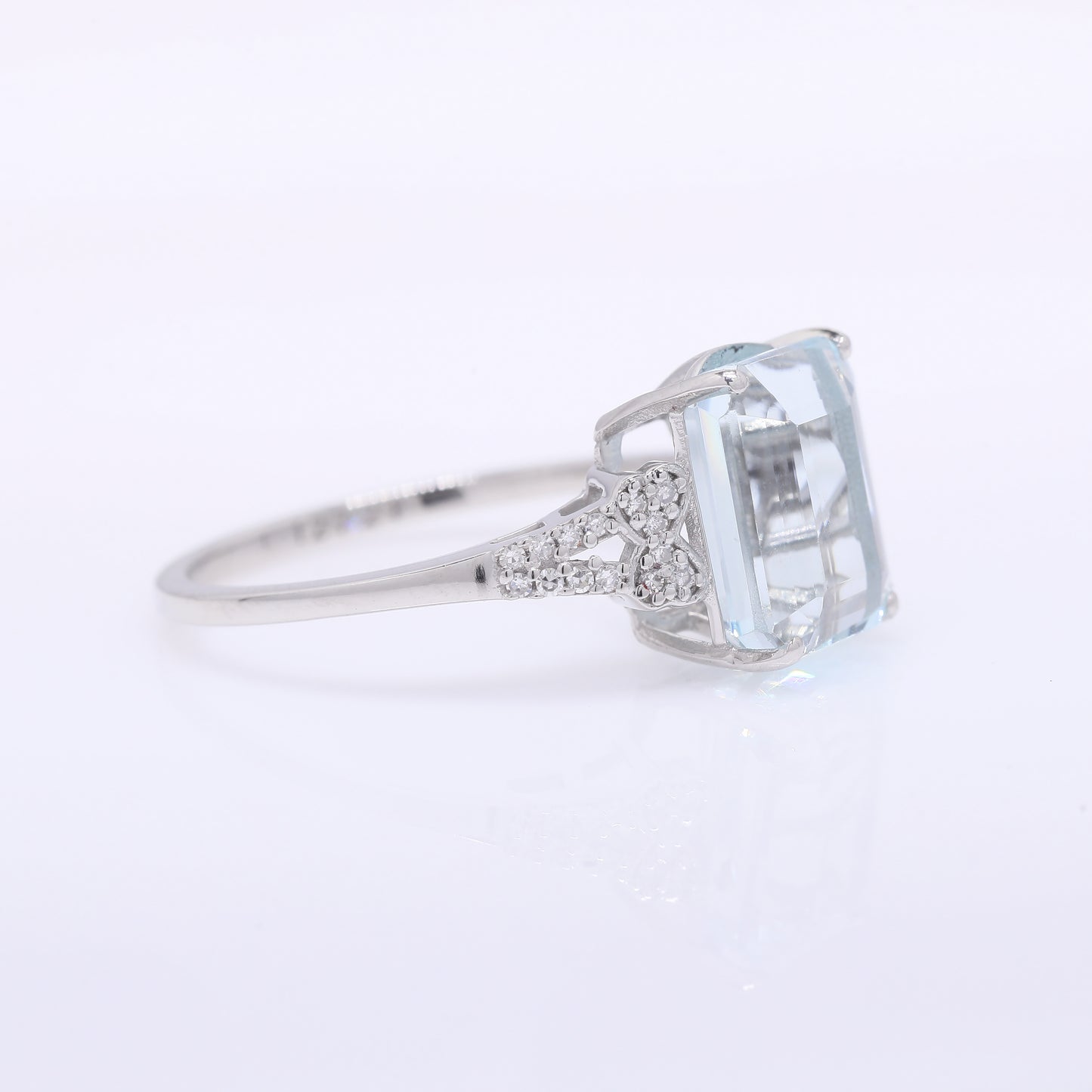 3.61 Ct Octagon Step Cut Natural Aquamarine 950 Platinum Ring