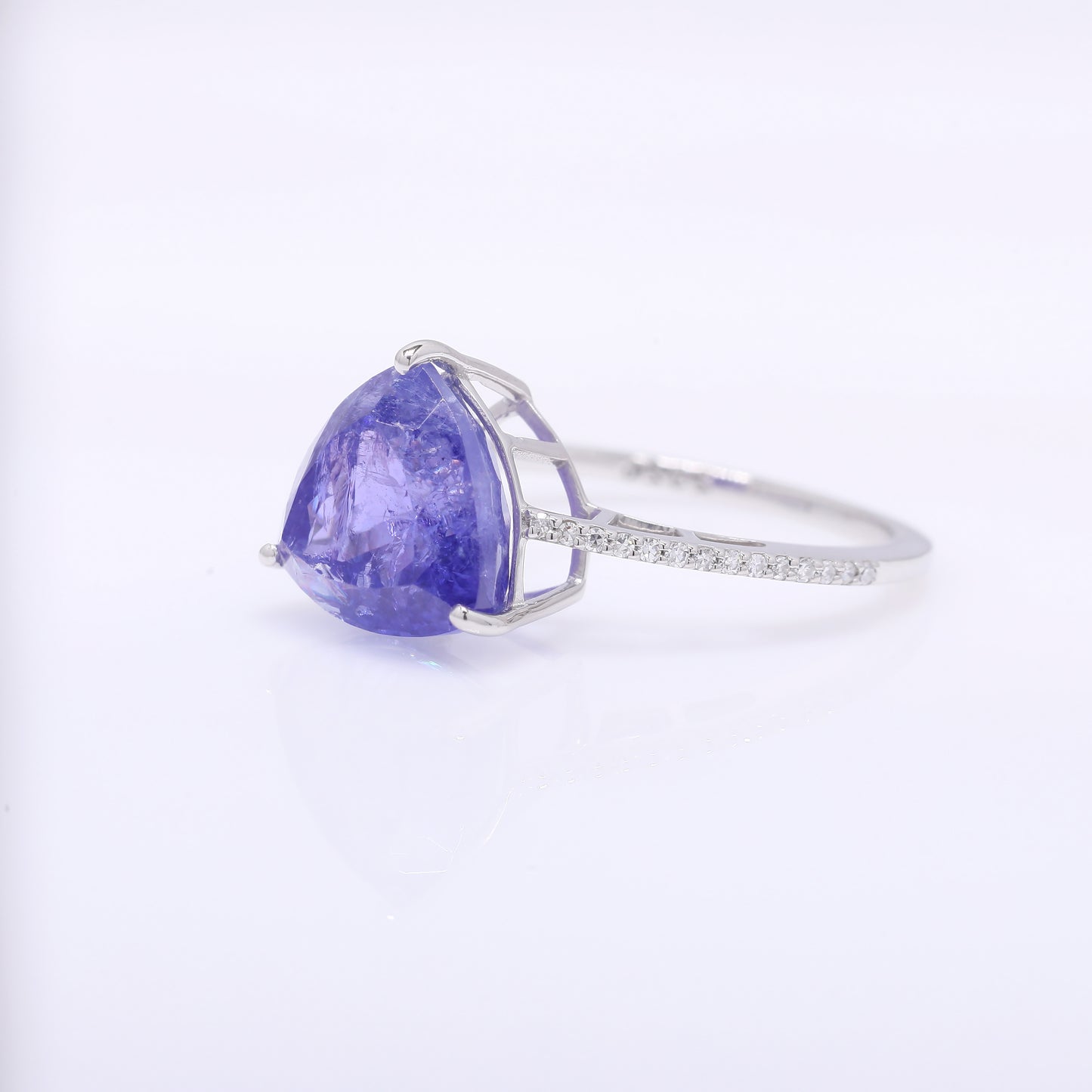 5.36 Ct Triangle Mixed Cut Natural Tanzanite 950 Platinum Ring