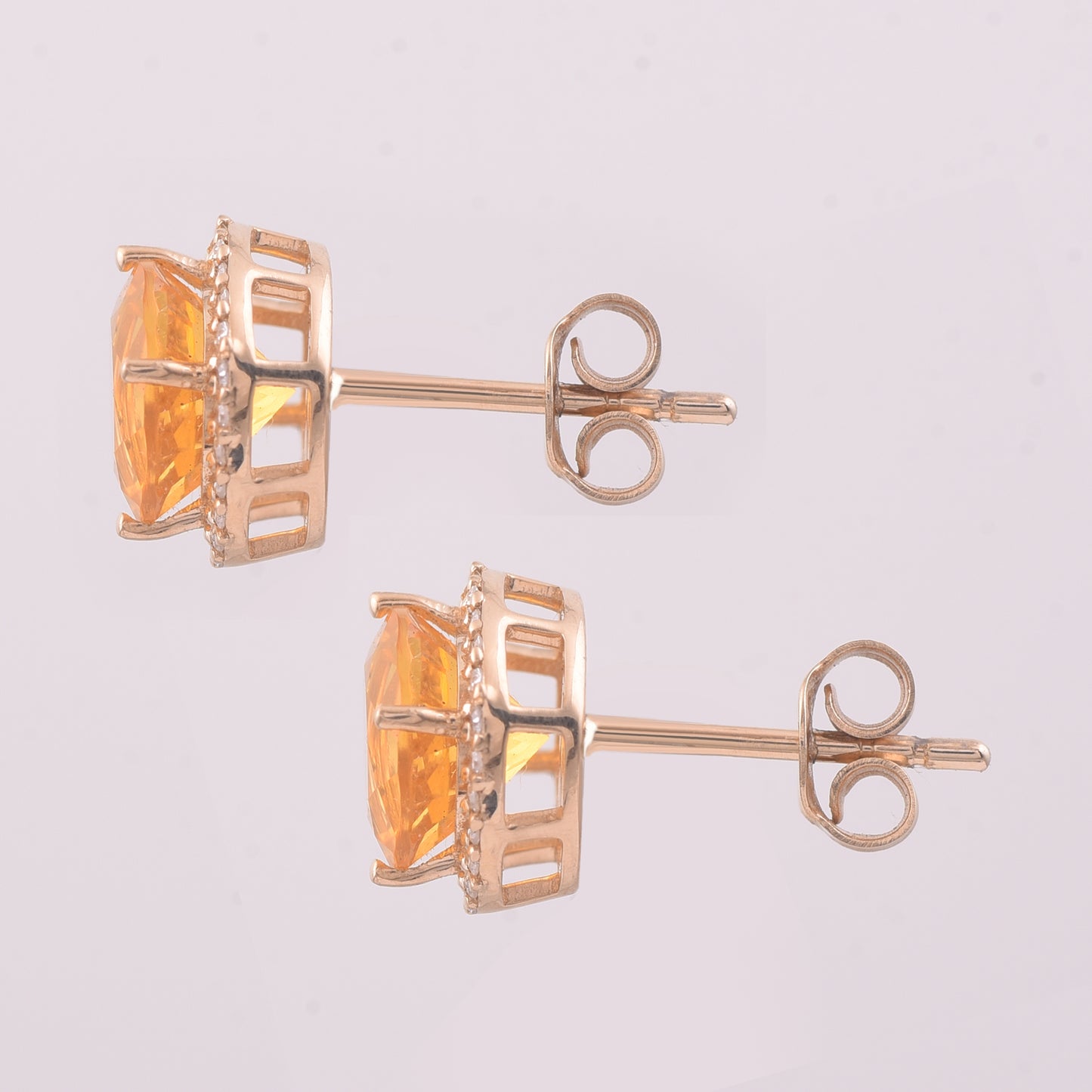2.02 Ct Round Mixed Cut Natural Fire Opal 14K Gold Earrings