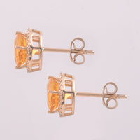 2.02 Ct Round Mixed Cut Natural Fire Opal 14K Gold Earrings