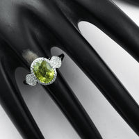 3.20 Ct Oval Mixed Cut Natural Green Sapphire 950 Platinum Ring