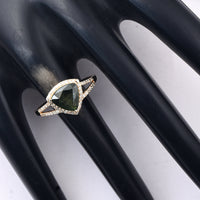 2.40 Ct Triangle Mixed Cut Natural Green Sapphire 14K Gold Ring