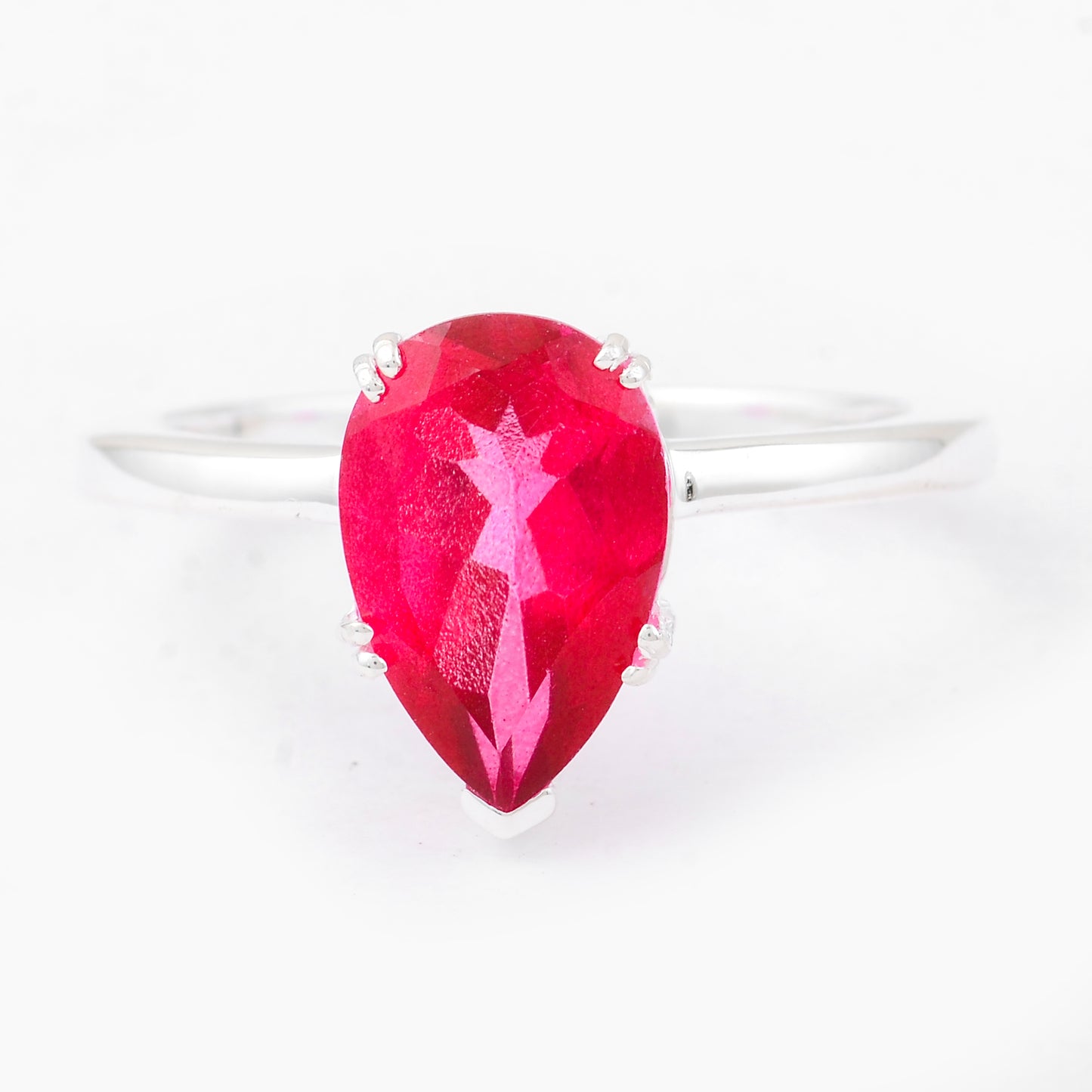 3.87 Ct Pear Pink Topaz, 925 Sterling Silver Ring