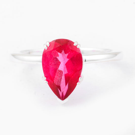 3.87 Ct Pear Pink Topaz, 925 Sterling Silver Ring