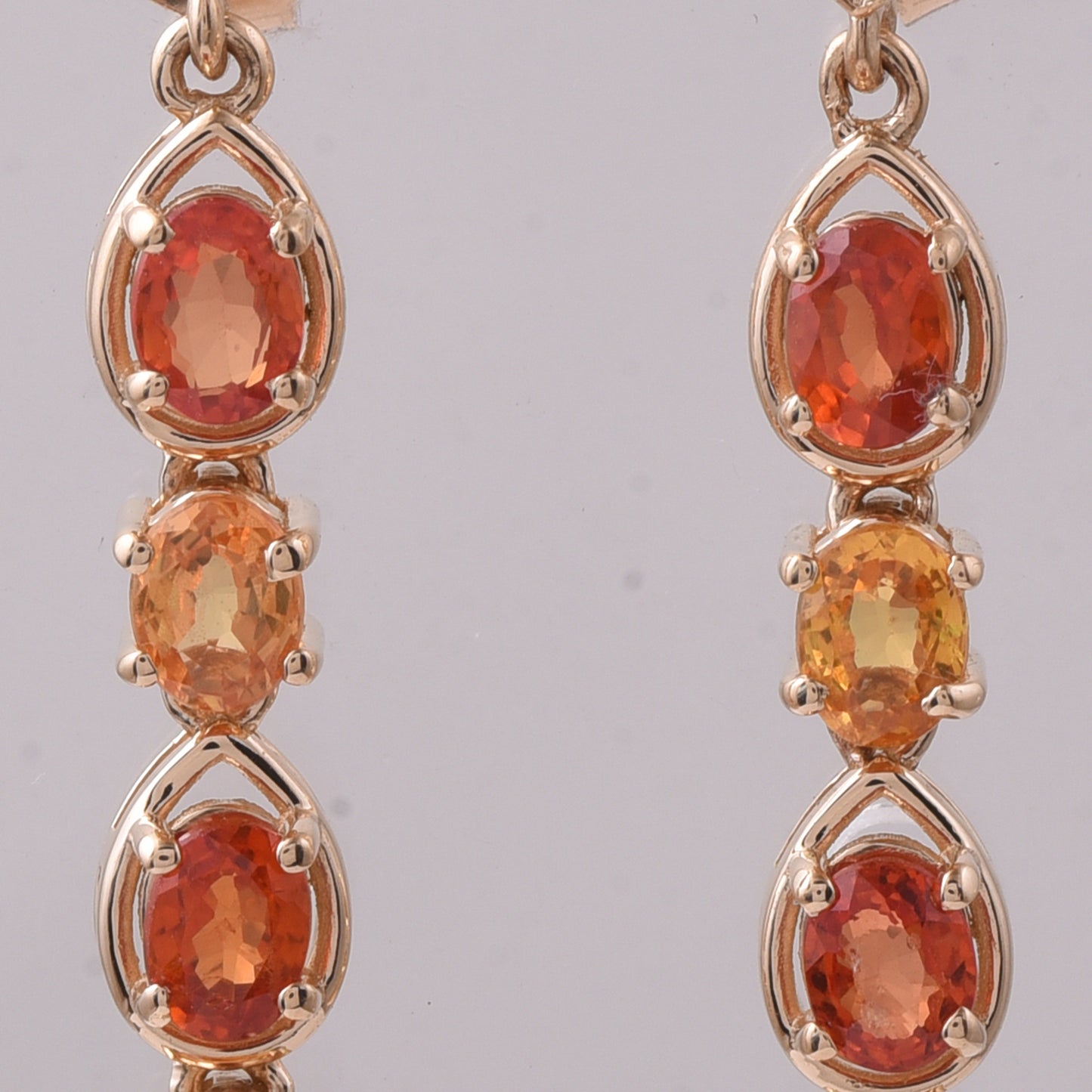 1.93 Ct Oval Mixed Cut Natural Multi-Coloured Sapphire 14K Gold Earrings