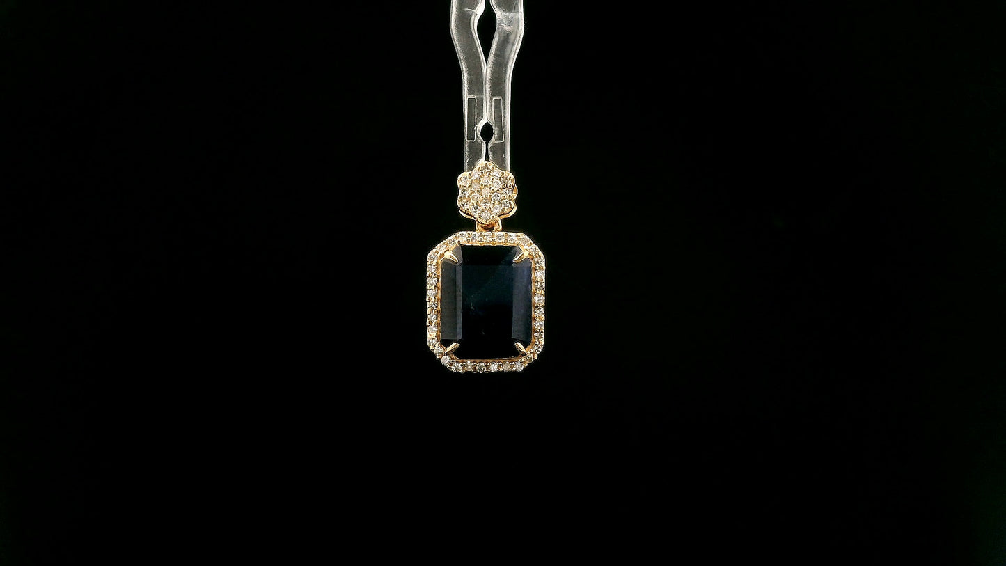 3.29 Ct Octagon Natural Sapphire 14K Gold Pendant
