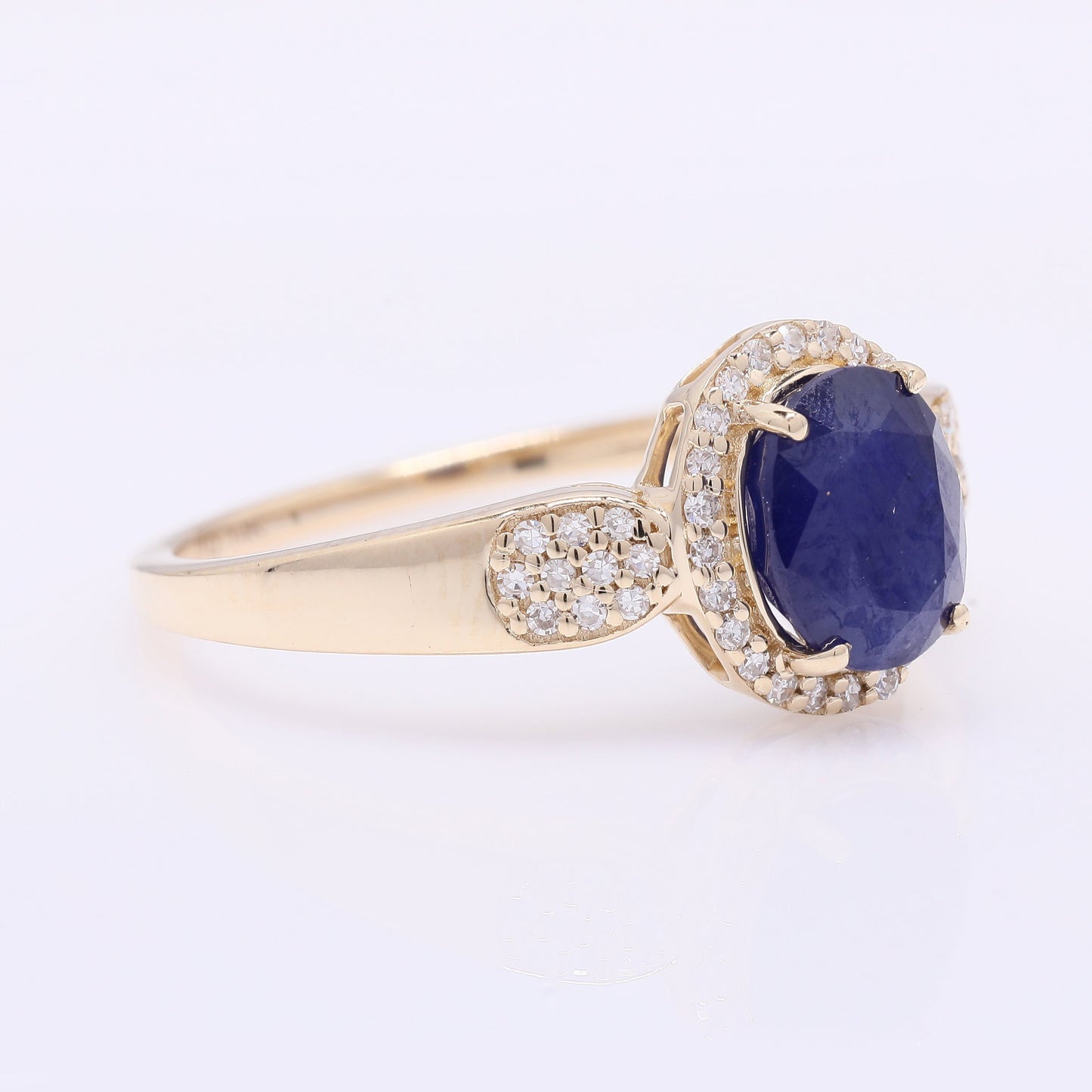 1.84 Ct Oval Mixed Cut Natural Sapphire 14K Gold Ring