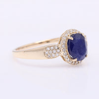 1.84 Ct Oval Mixed Cut Natural Sapphire 14K Gold Ring
