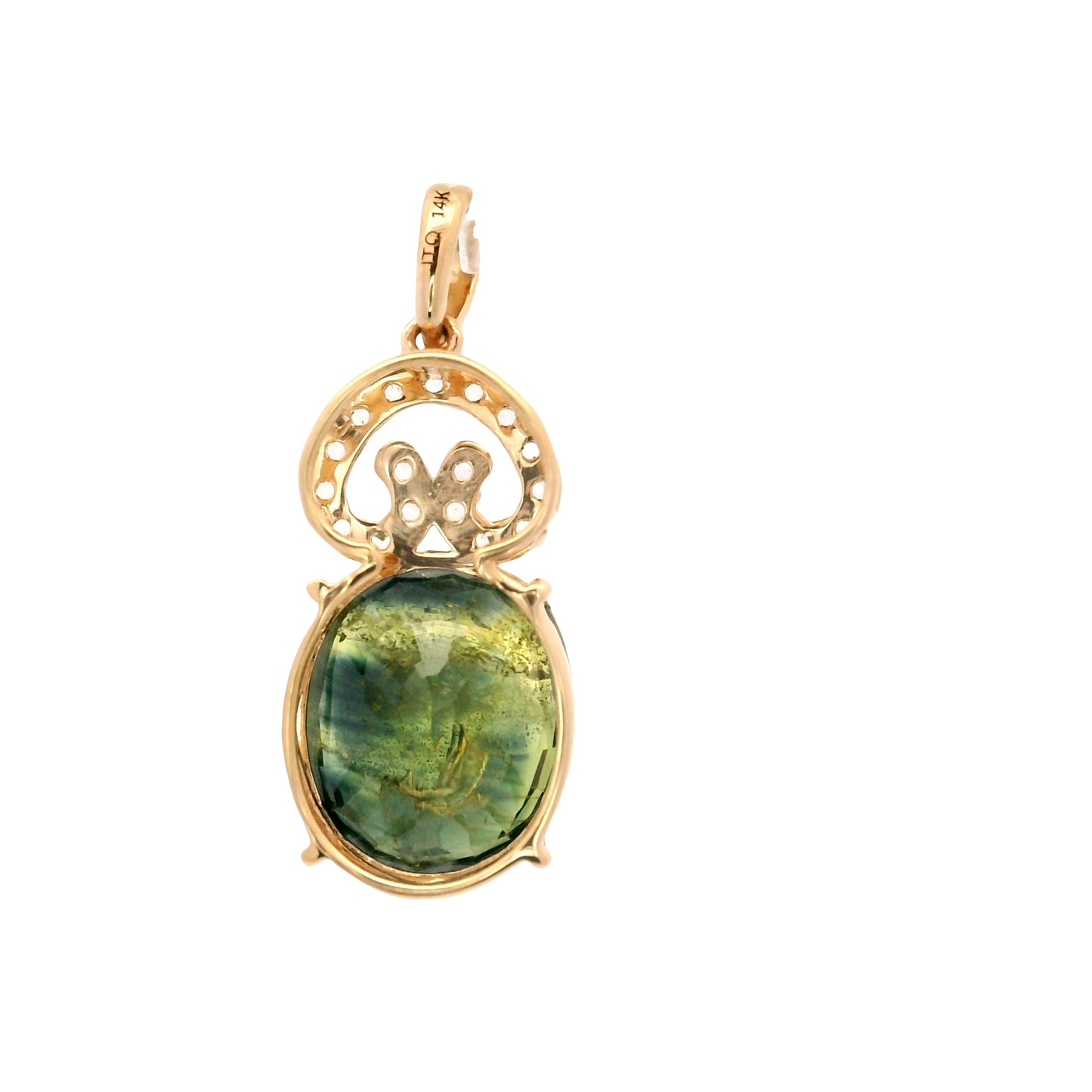5.88 Ct Oval Fancy Sapphire 14K Gold Pendant